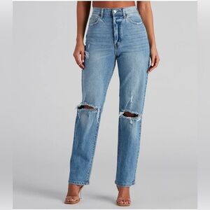 Windsor High-Rise Distressed Boyfriend Jeans Women's Size 3 Denim